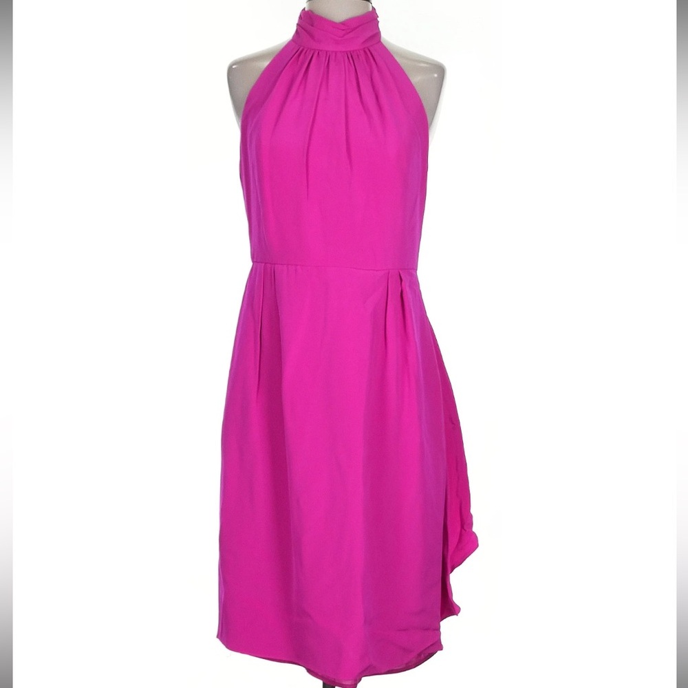 High neck pink dress